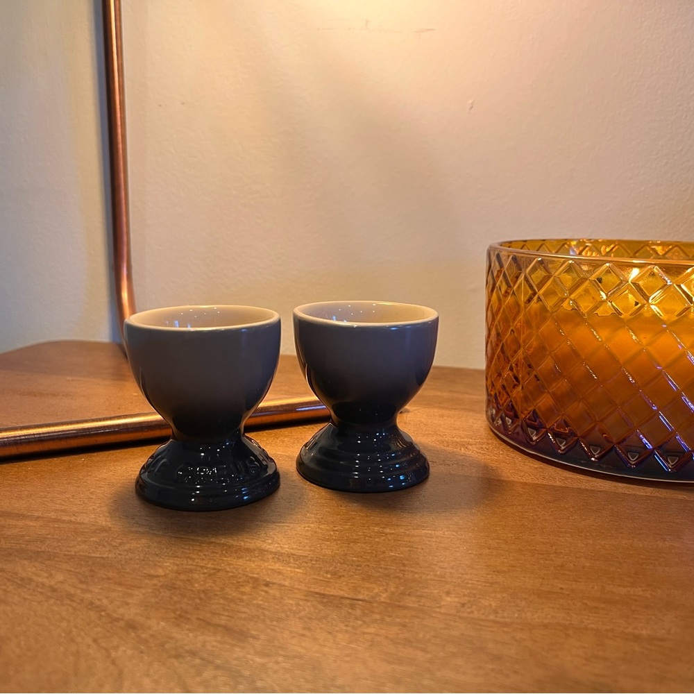 Le Creuset egg cups - set of 2 - Flint/Oyster - New